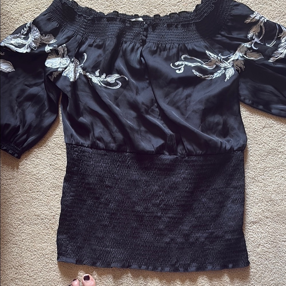 Elegant Black Floral Women's Top